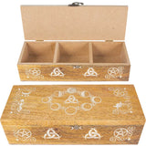 9" Laser Etched Wood Box - Pagan Moon Phases - Magick Magick.com