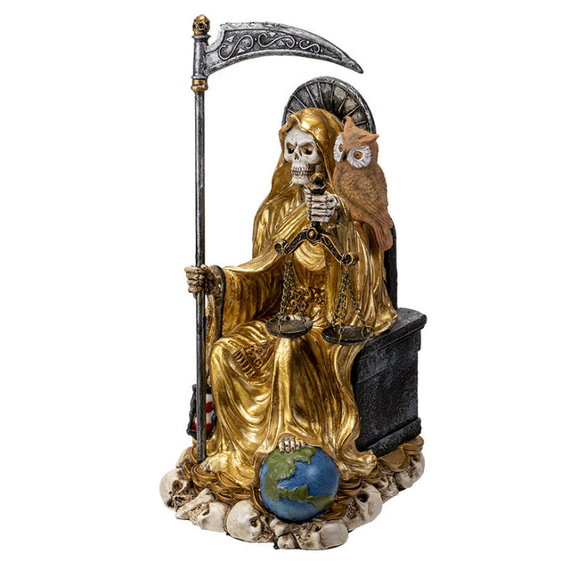 9" Santa Muerte Sitting Gold Statue - Magick Magick.com