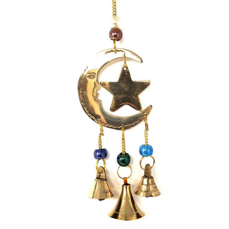 9" Star and Moon Wind Chime with Beads - Magick Magick.com