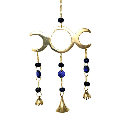 9" Triple Moon Brass Wind Chime - Magick Magick.com