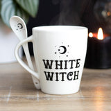 9 oz Ceramic Mug and Spoon Set - White Witch - Magick Magick.com