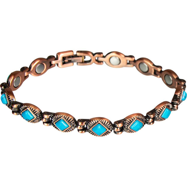 Magnetic Copper and Turquoise Link Bracelet with Magnets