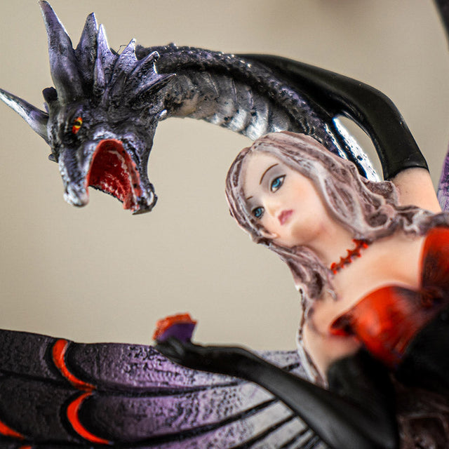 9.25" Dark Fairy with Dragon Statue - Magick Magick.com