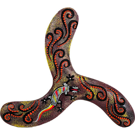 9.5" Hand Painted 3 Wing Boomerang - Dot Design - Magick Magick.com