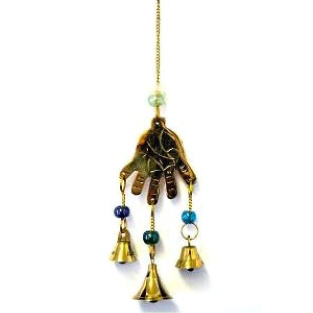 9.5" Hand of Compassion Brass Wind Chime - Magick Magick.com