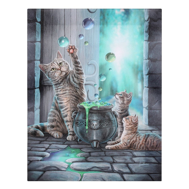 9.8" Lisa Parker Canvas Print - Hubble Bubble Cat's Cauldron - Magick Magick.com