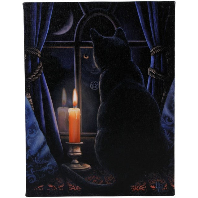 9.8" Lisa Parker Canvas Print - Midnight Vigil Cat - Magick Magick.com