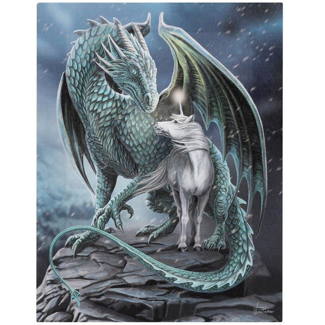 9.8" Lisa Parker Canvas Print - Protector of Magick Dragon & Unicorn - Magick Magick.com