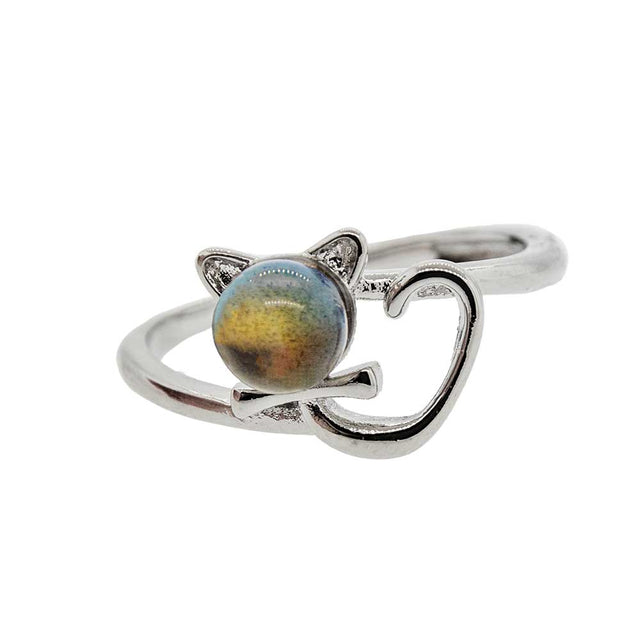Adjustable Gemstone Kitty Cat Rings Display (24 Assorted Stone Rings) - Magick Magick.com