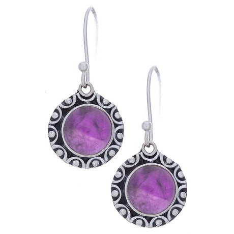 Amethyst Fancy Round Sterling Silver Earrings - Magick Magick.com
