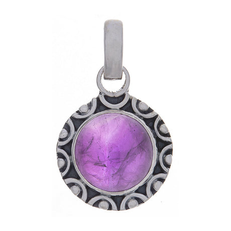 Amethyst Fancy Round Sterling Silver Pendant - Magick Magick.com
