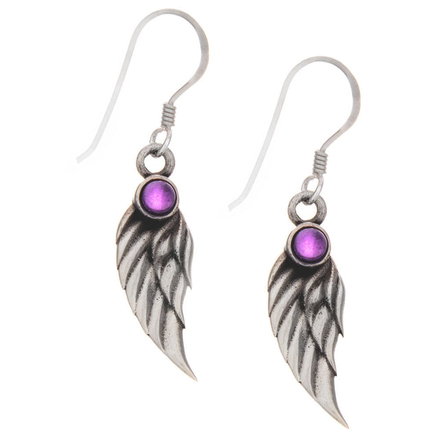 Angel Wing Sterling Silver Earrings (Assorted Stone) - Magick Magick.com