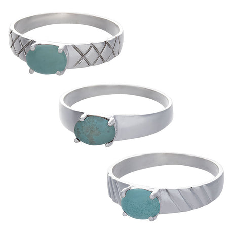 Arizona Turquoise Cab Band Sterling Silver Ring (Assorted Design) - Magick Magick.com