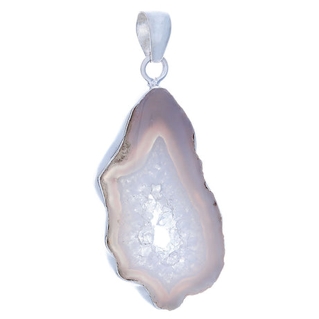 Banded Agate Geode Slice Sterling Silver Pendant - Magick Magick.com