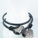 Black Leather Wrap Bracelet with Viking Hammer - Magick Magick.com