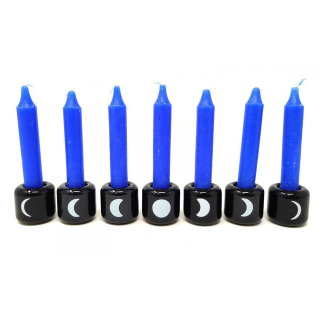 Black Moon Phase Ceramic Chime Candle Holder (Set of 7) - Magick Magick.com