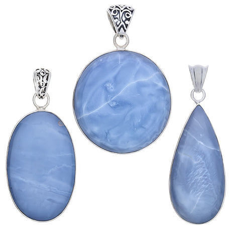 Blue Opal Sterling Silver Pendant (Assorted Shape) - Magick Magick.com