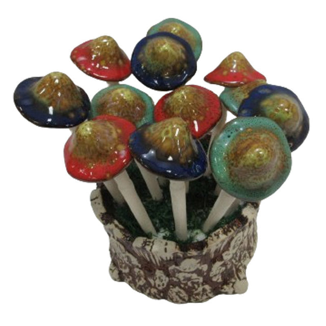 Ceramic Mushroom Picks with Planter (Set of 12) - Magick Magick.com