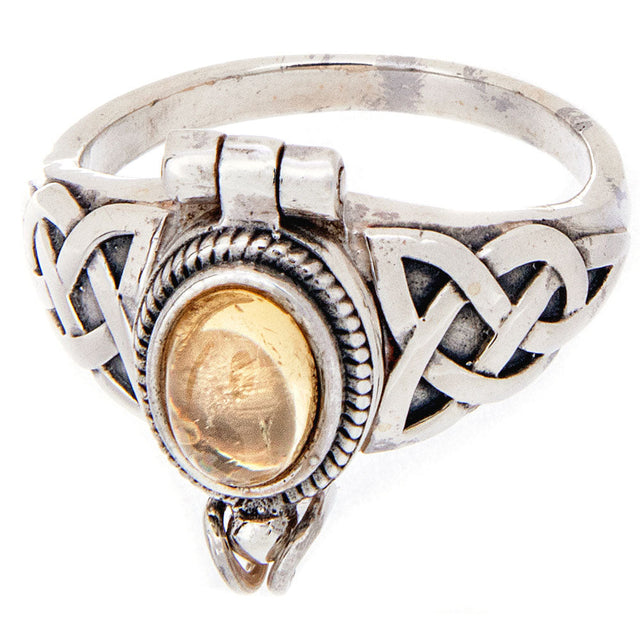 Citrine Round Box Sterling Silver Ring - Magick Magick.com