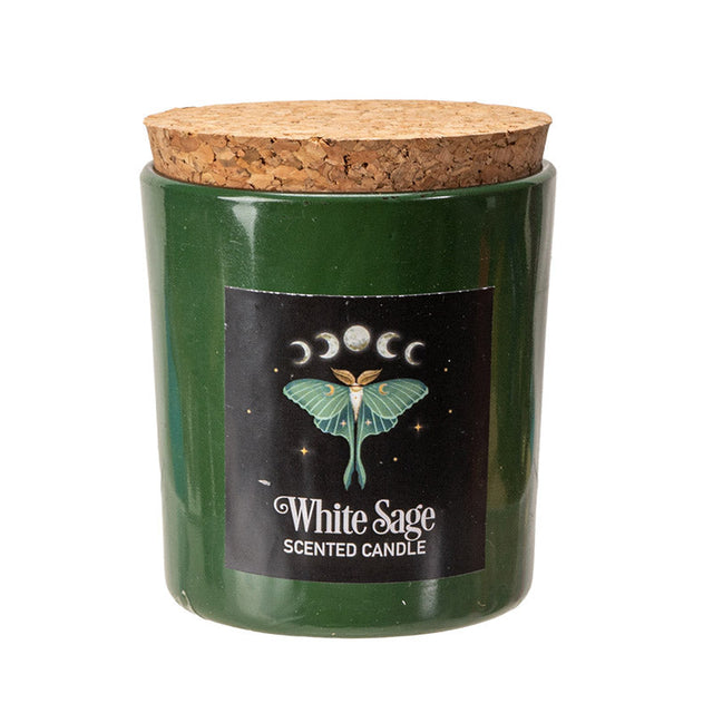 Dark Forest Luna Moth White Sage Candle - Magick Magick.com