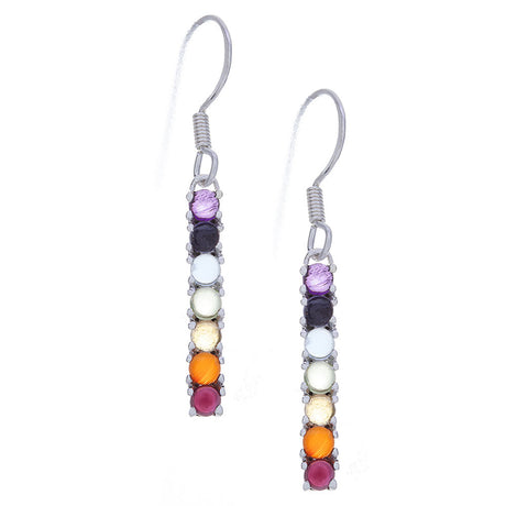 Drop Chakra with Stones Sterling Silver Earrings - Magick Magick.com