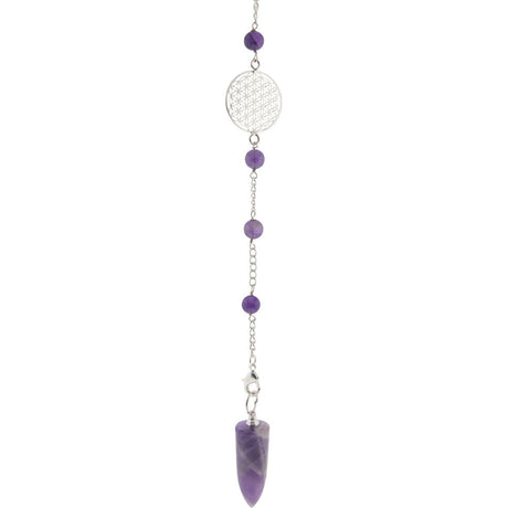 Gemstone Pendulum Flower of Life - Amethyst - Magick Magick.com