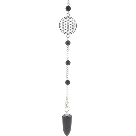 Gemstone Pendulum Flower of Life - Black Tourmaline - Magick Magick.com