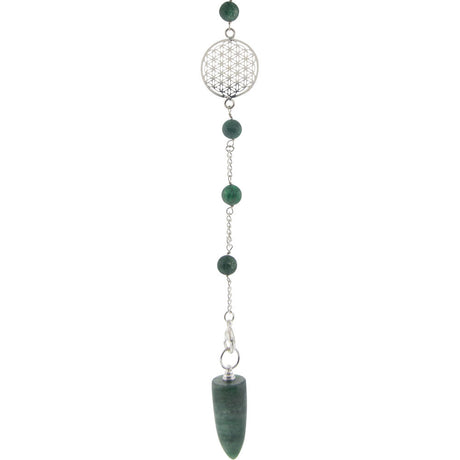 Gemstone Pendulum Flower of Life - Green Aventurine - Magick Magick.com