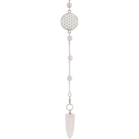 Gemstone Pendulum Flower of Life - Rose Quartz - Magick Magick.com