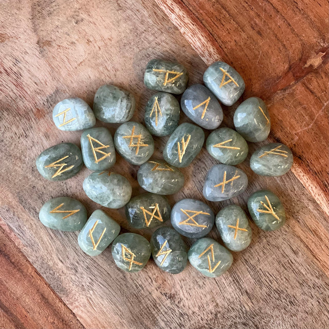 Gemstone Rune Set - Aquamarine - Magick Magick.com