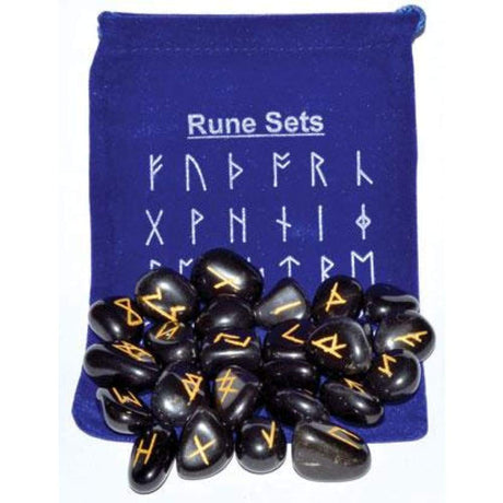 Gemstone Rune Set - Black Agate - Magick Magick.com
