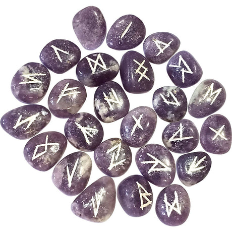 Gemstone Rune Set - Lepidolite - Magick Magick.com