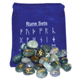 Gemstone Rune Set - Moss Agate - Magick Magick.com