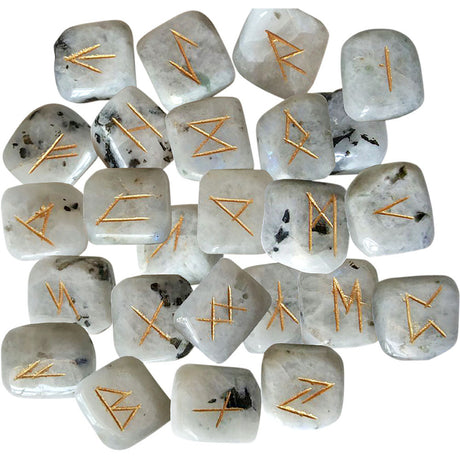 Gemstone Rune Set - Rainbow Moonstone - Magick Magick.com