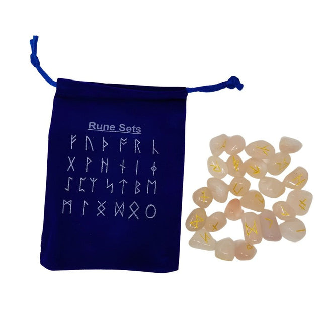 Gemstone Rune Set - Rose Quartz - Magick Magick.com