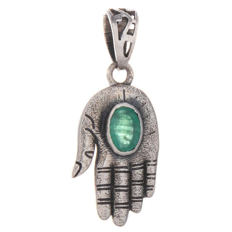 Large Hand Eastern Wisdom Sterling Silver Pendant (Assorted Stone) - Magick Magick.com