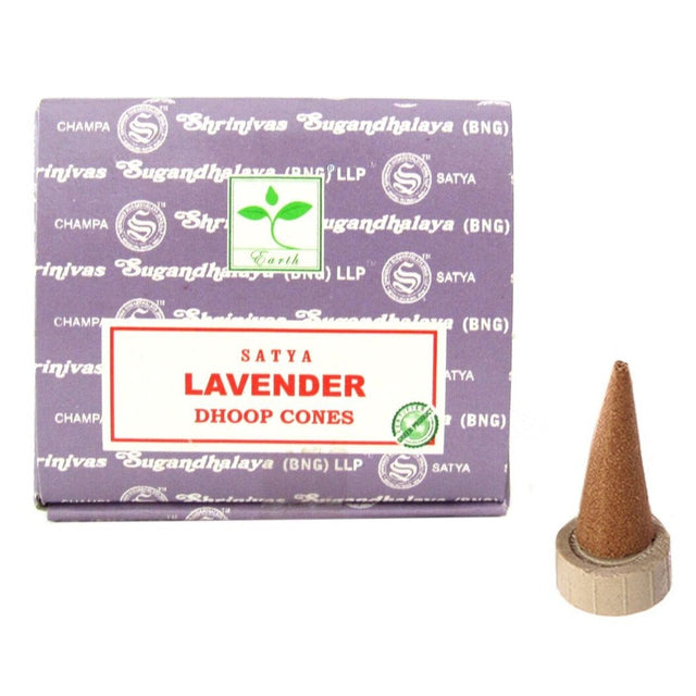 Lavender Satya Dhoop Incense Cones (12 Pack) - Magick Magick.com