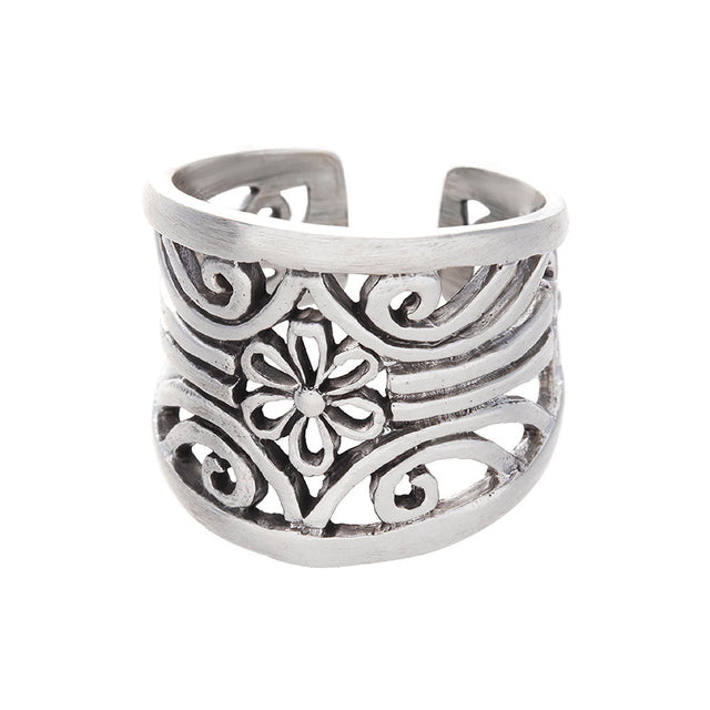 Lozenge Flower Sterling Silver Ring - Magick Magick.com