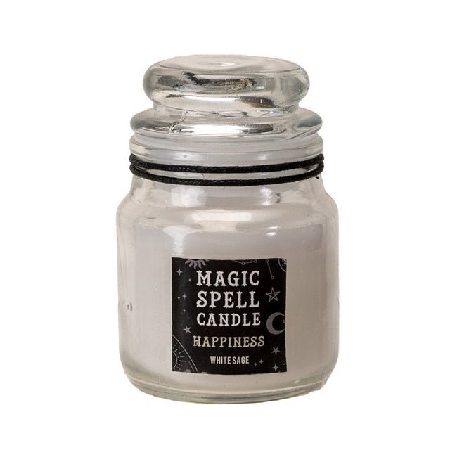 Mini Spell Glass Jar Candle - Happiness (White Sage) - Magick Magick.com