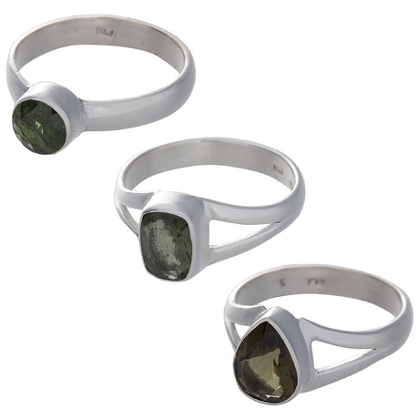 Moldavite Sterling Silver Ring (Assorted Shape) - Magick Magick.com