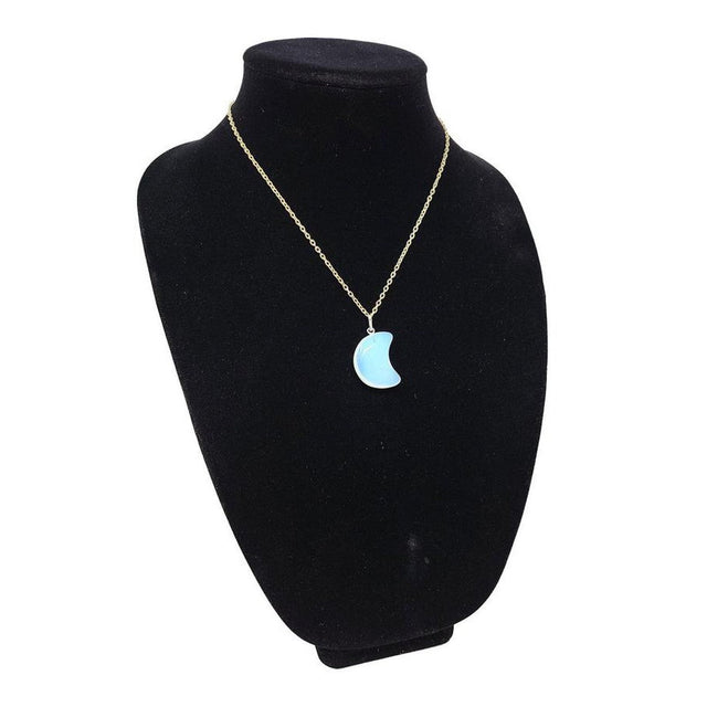 Opalite Crescent Moon Gemstone Pendant - Magick Magick.com