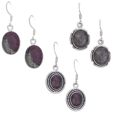 Oval Eudyalite Sterling Silver Earrings (Assorted Design) - Magick Magick.com