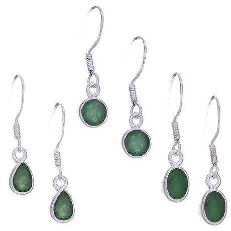 Plain Dangle Emerald Sterling Silver Earrings (Assorted Design) - Magick Magick.com