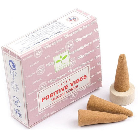 Positive Vibes Satya Dhoop Incense Cones (12 Pack) - Magick Magick.com