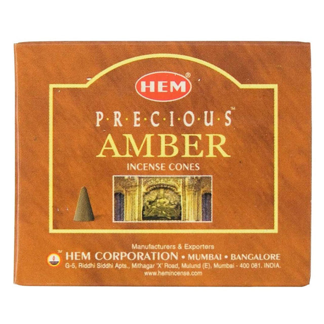 Precious Amber HEM Cone Incense (10 Cones) - Magick Magick.com