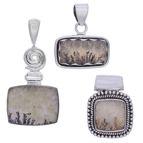 Psilomelane Dendrite Sterling Silver Pendant (Assorted Design) - Magick Magick.com
