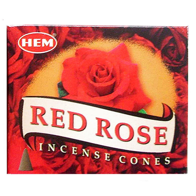 Red Rose HEM Cone Incense (10 Cones) - Magick Magick.com