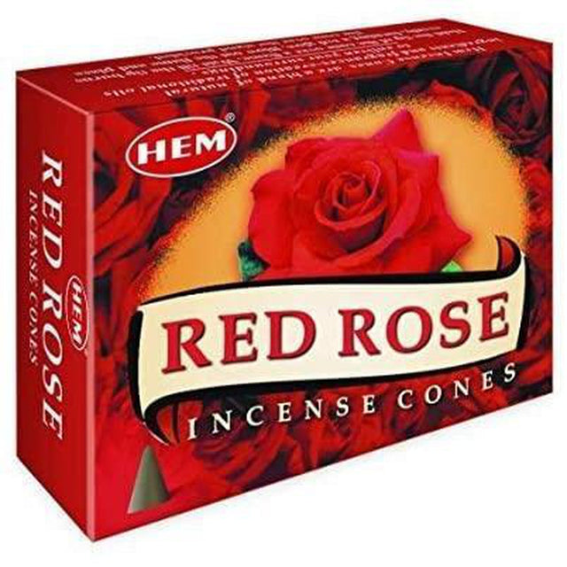 Red Rose HEM Cone Incense (10 Cones) - Magick Magick.com