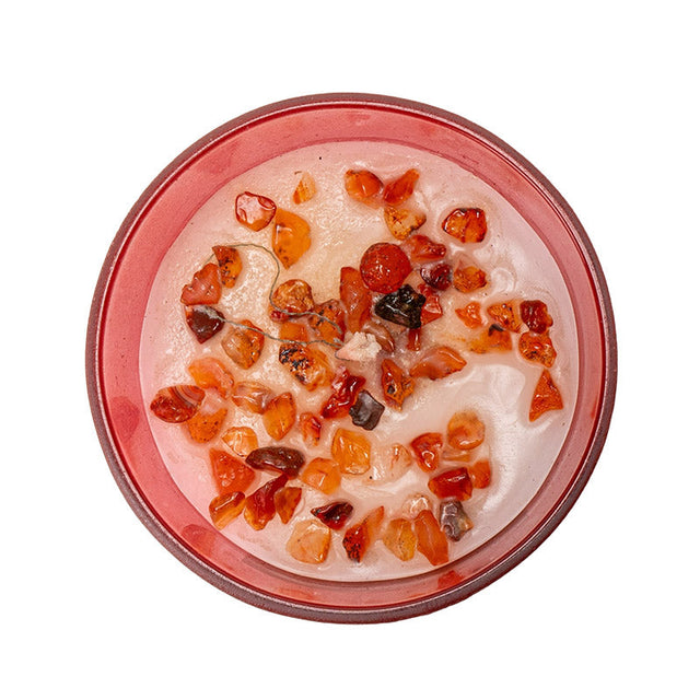 Root Chakra Strawberry Fire Agate Crystal Candle - Magick Magick.com