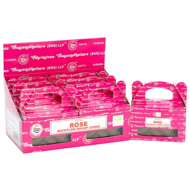 Rose Satya Backflow Dhoop Incense Cones (24 Pack) - Magick Magick.com